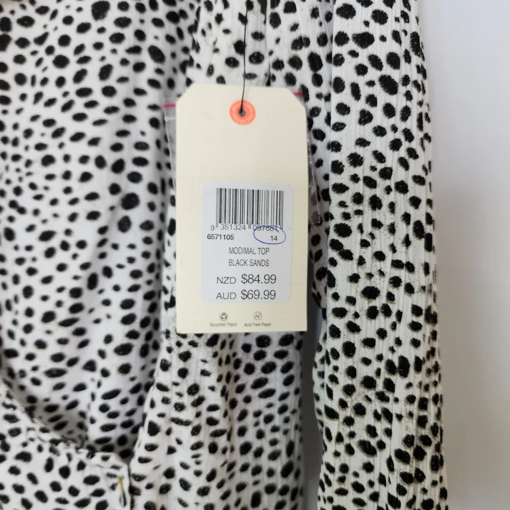 Billabong top crossover long sleeve blouse size 14 NWT - Picture 8 of 12